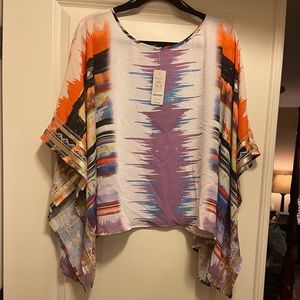 Bebe Sz XS butterfly sleeve Kaftan w/ hand beading